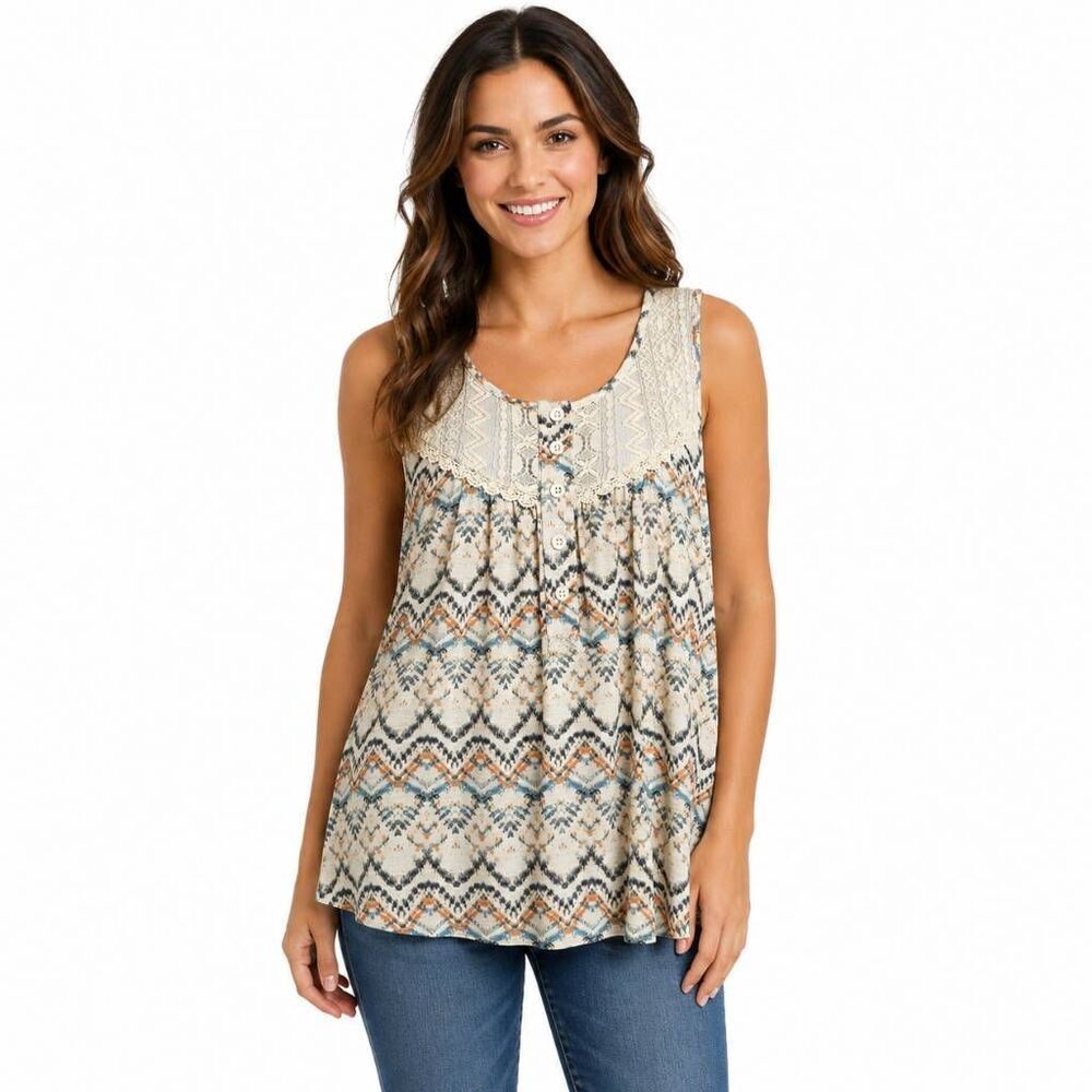 Maurices Boho Crochet Trim Tank Top Medium